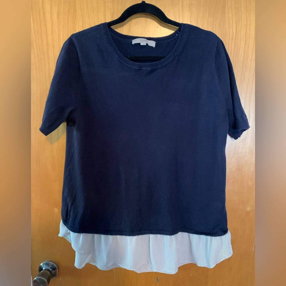 LOFT Brand Large Mixed Media Sweater Tee